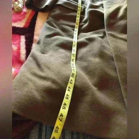 VTG CAMEL BROWN? MEDIUM BROWN? WOOL MENS LONG COAT L42 - Picture 13 of 14